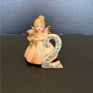 Angel Figurine with Number 2 - Pink and Blue